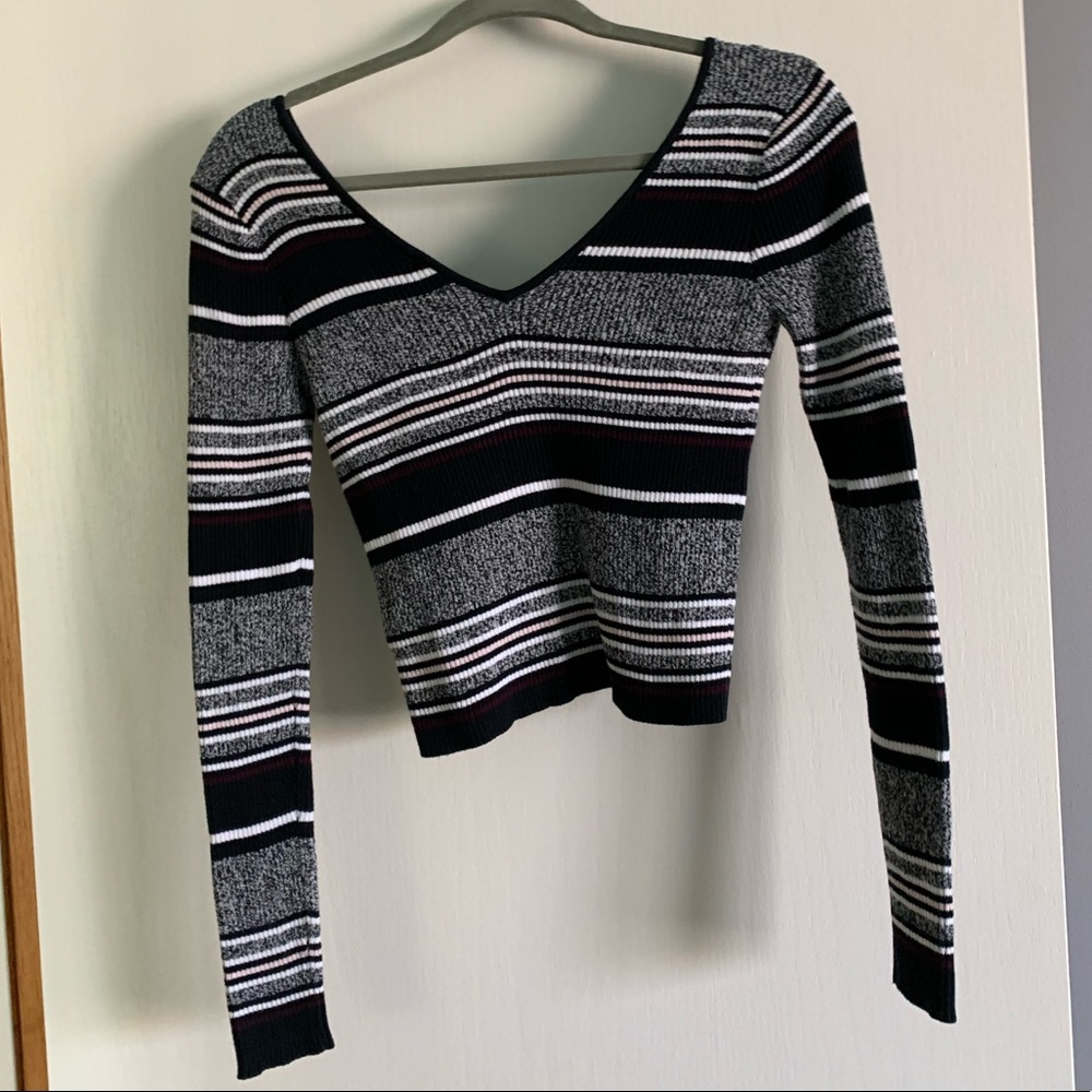 L.A. Hearts Cropped Striped Sweater